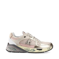 Sneakers in pelle e tessuto 