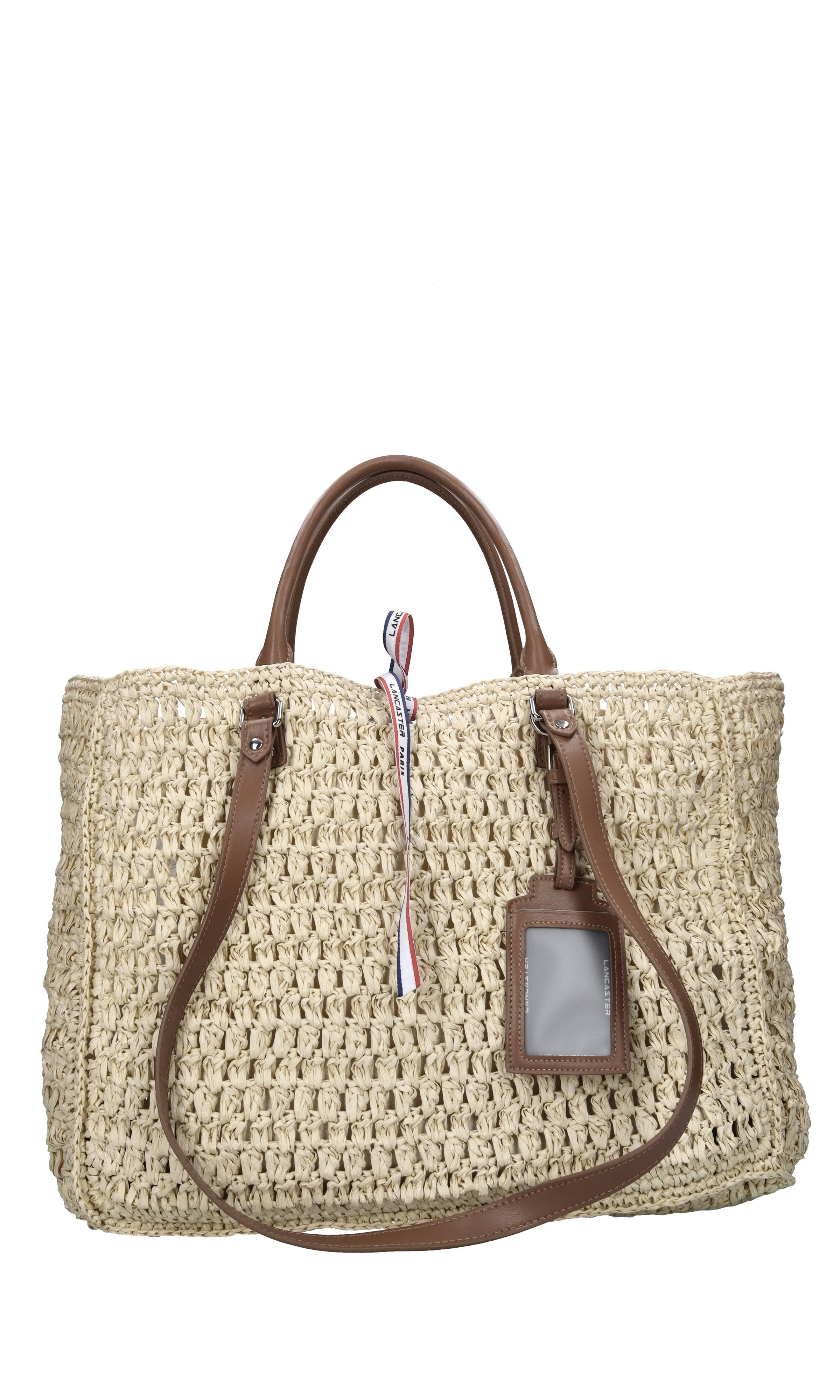 Borsa in paglia naturale e pelle 