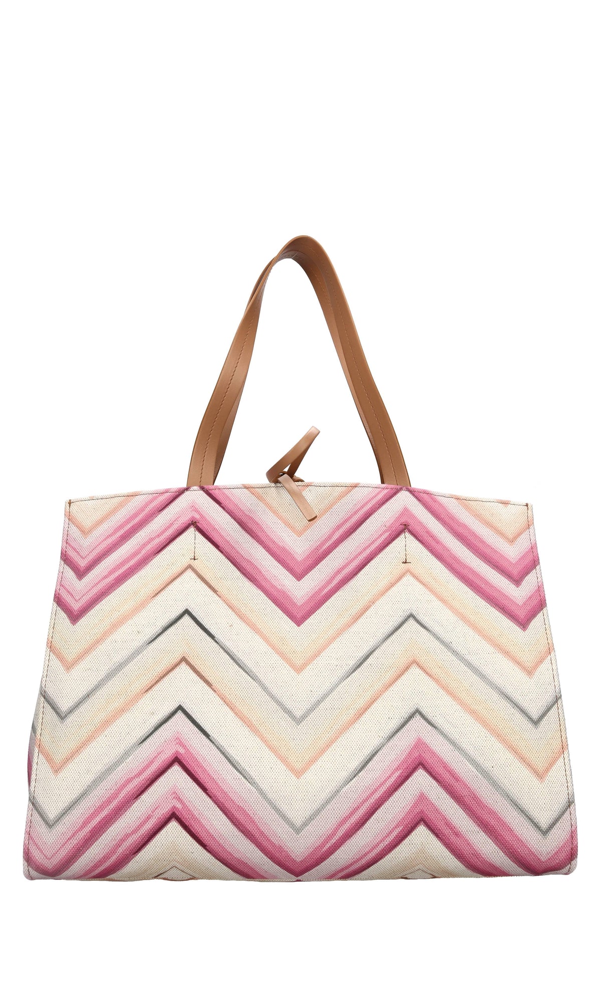 Borsa in tessuto zig zag e pelle 