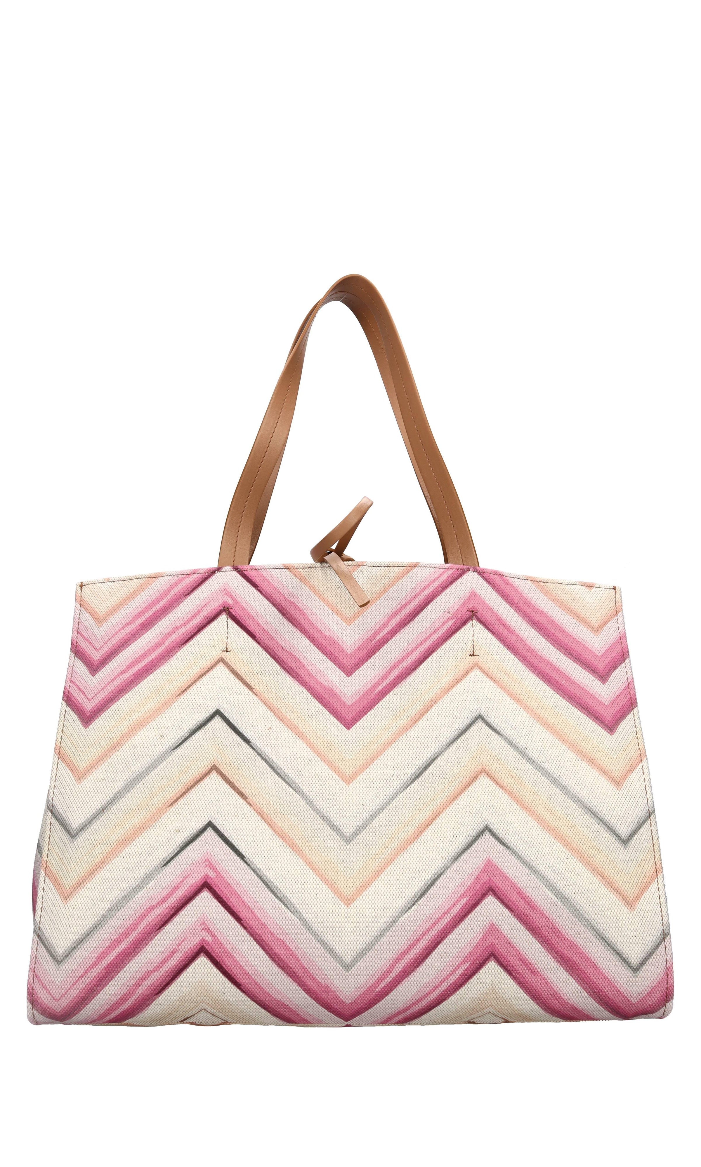 Borsa in tessuto zig zag e pelle 