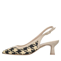 Décolleté slingback in pelle e rafia 