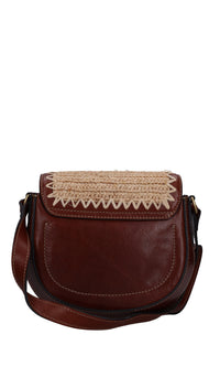Borsa in pelle e rafia 