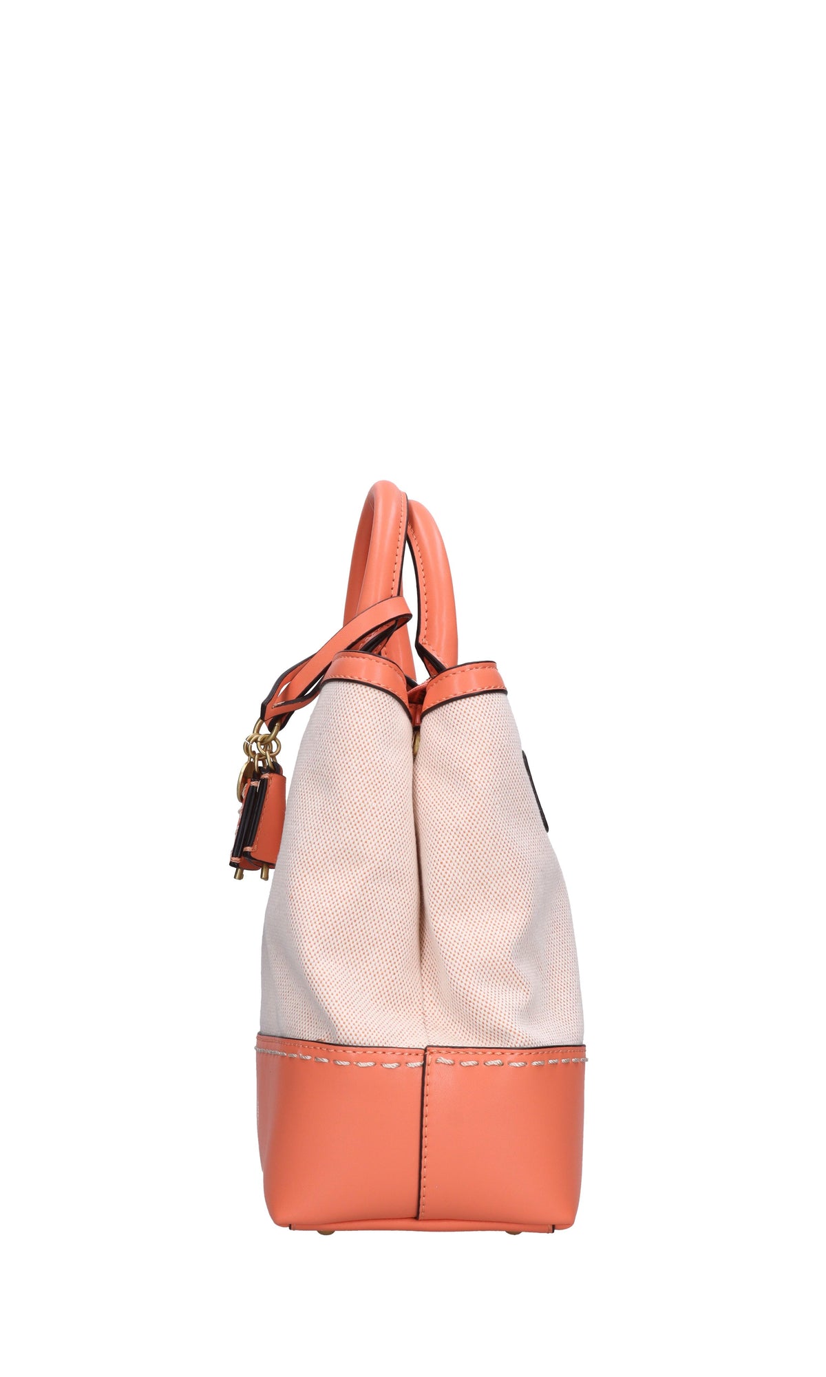 Borsa in tessuto con inserti in ecopelle 