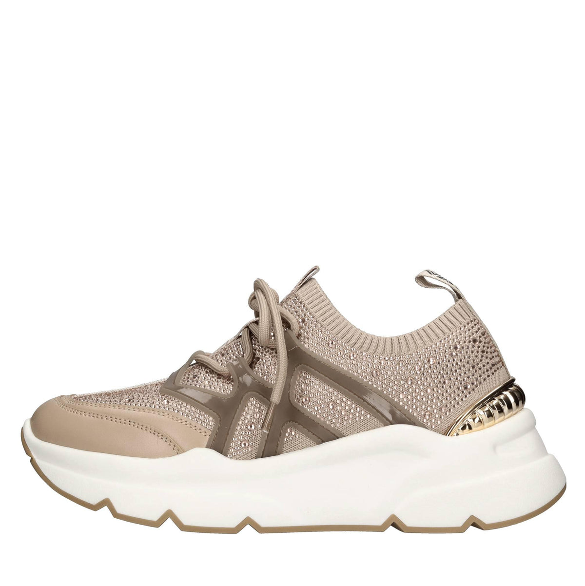 Sneakers in pelle e tessuto 