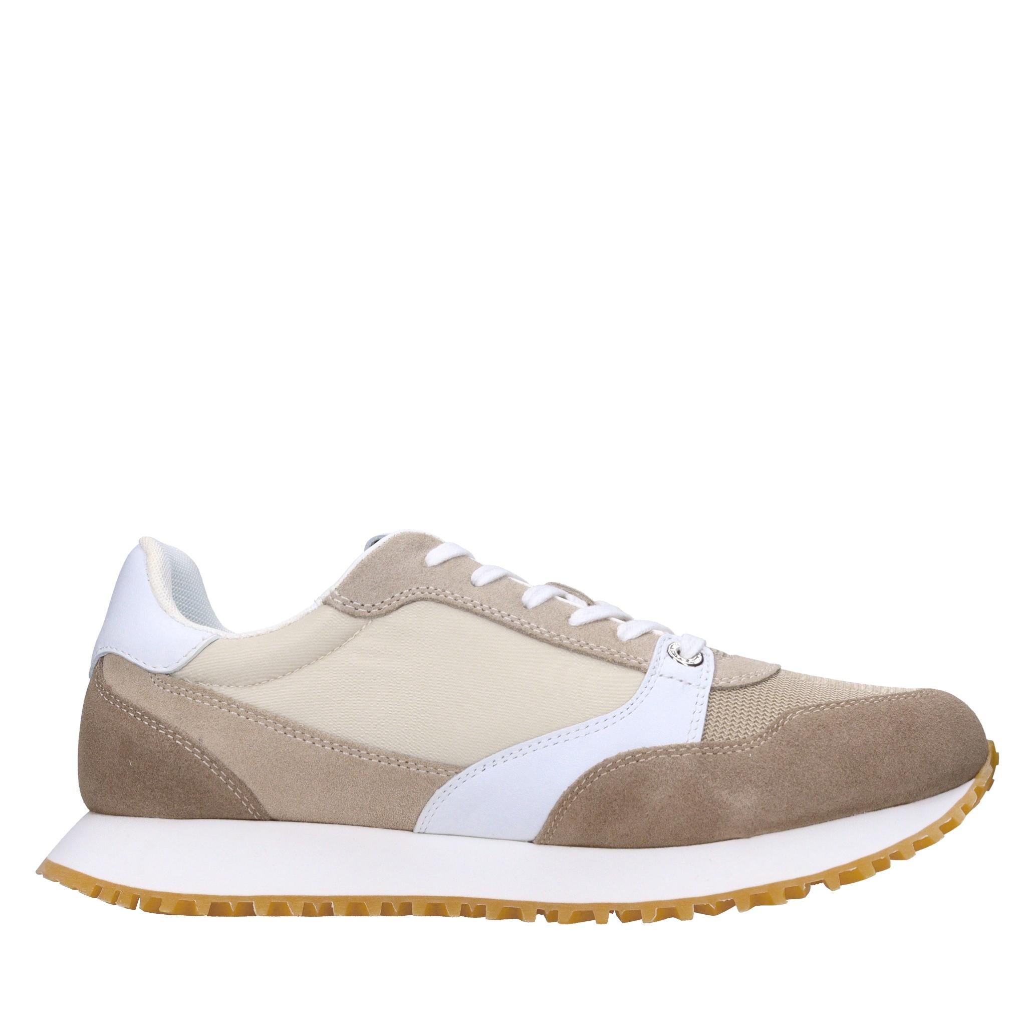 Sneakers in pelle e tessuto 