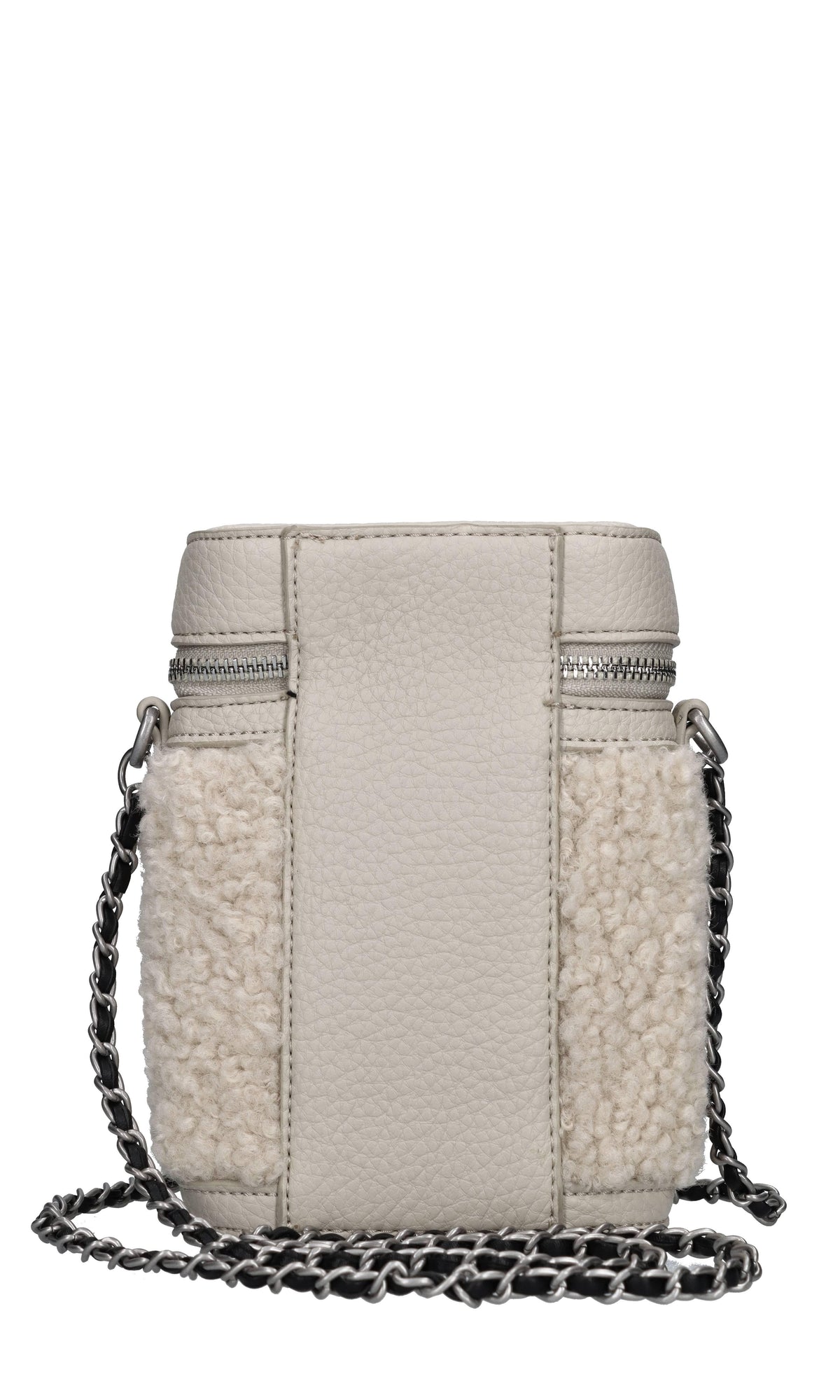 Borsa in pelle ed ecopelliccia 