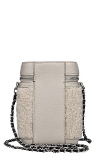 Borsa in pelle ed ecopelliccia 