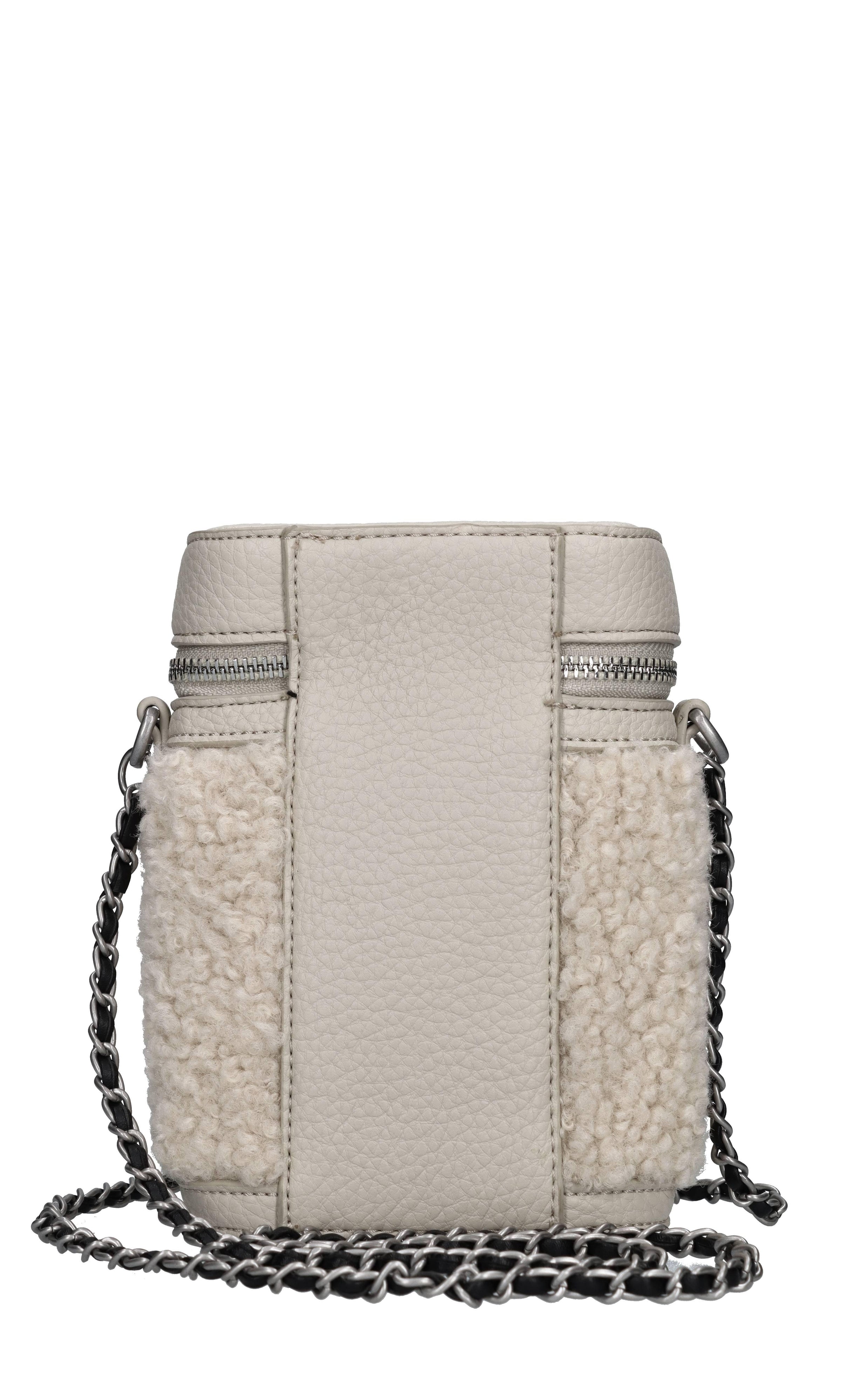 Borsa in pelle ed ecopelliccia 