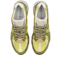 Sneakers in pelle scamosciata, tessuto e inserti in pelle 