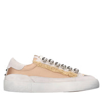 Sneakers in pelle, tessuto e strass 