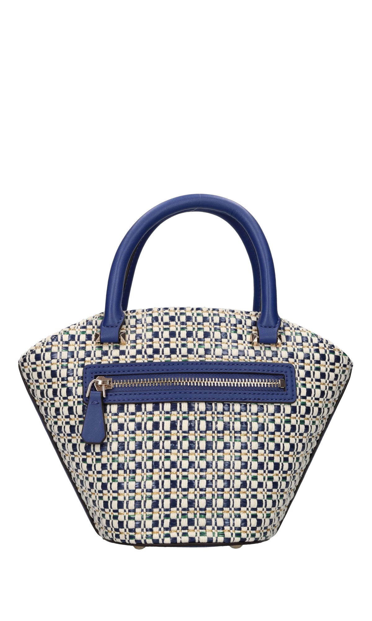 Borsa in tessuto, rafia ed ecopelle 