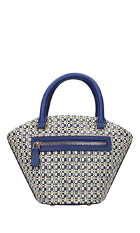 Borsa in tessuto, rafia ed ecopelle 
