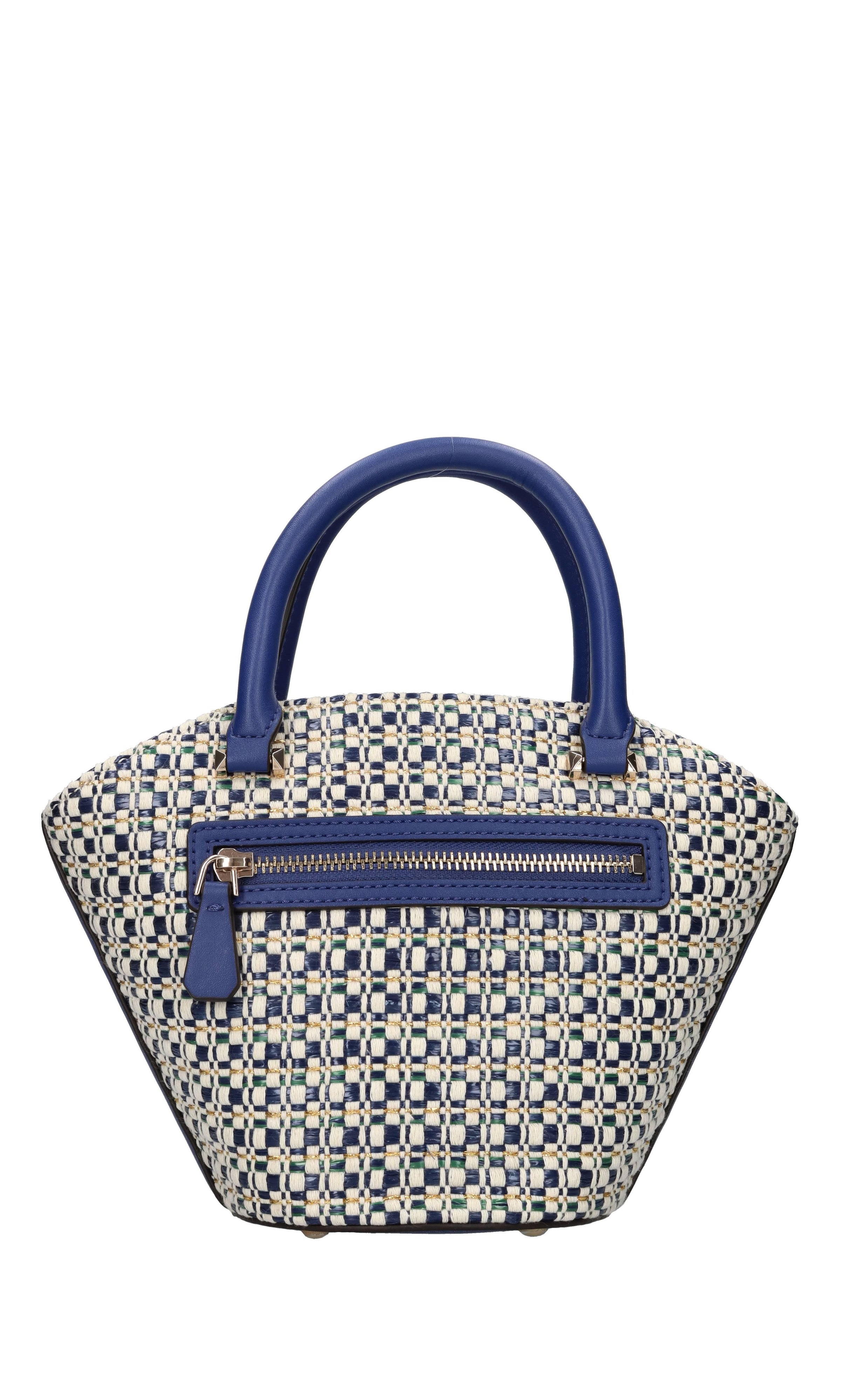 Borsa in tessuto, rafia ed ecopelle 