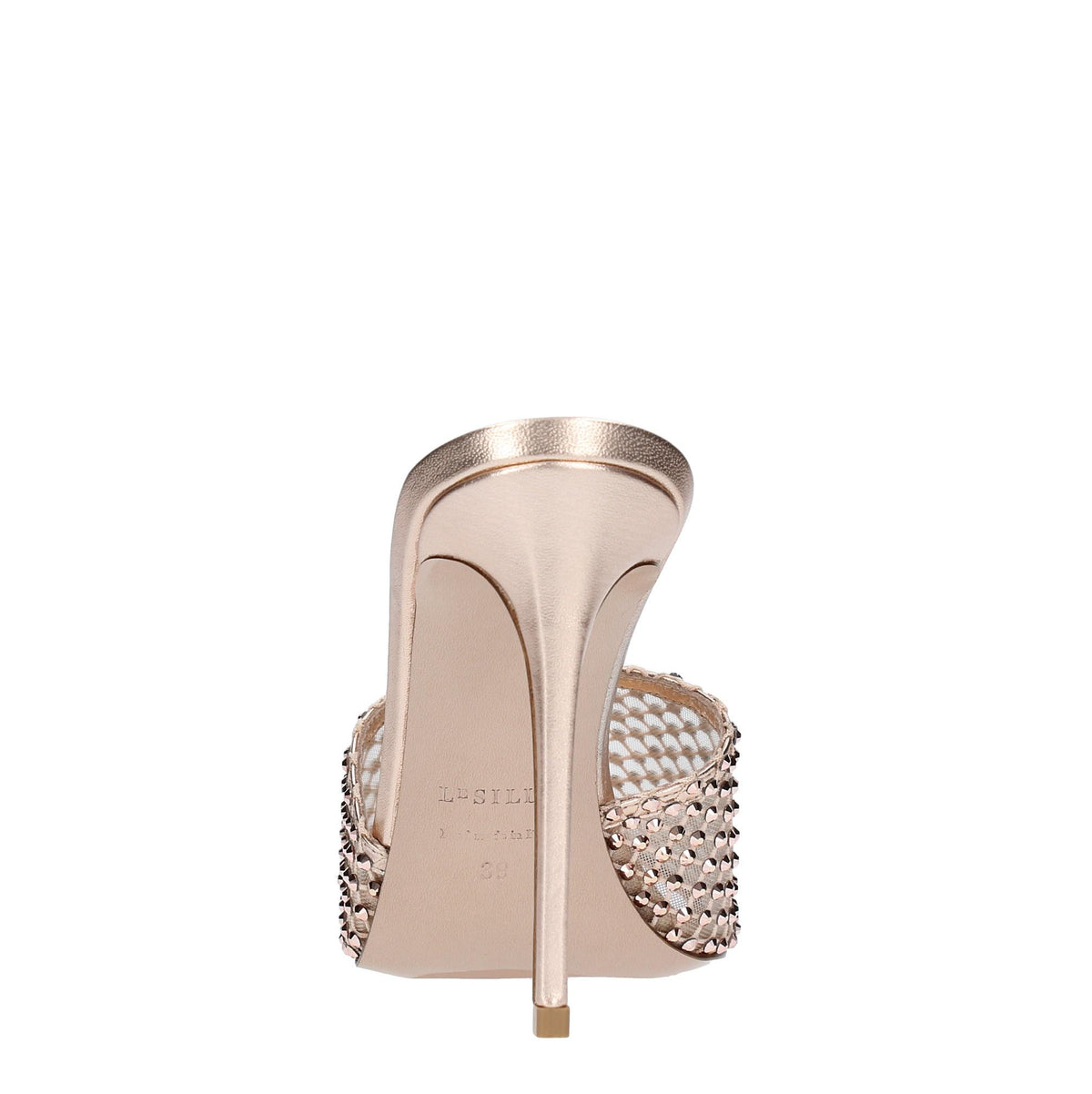 Mules in pelle tessuto e PVC 