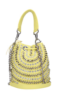 Borsa in ecopelle con borchie e strass 