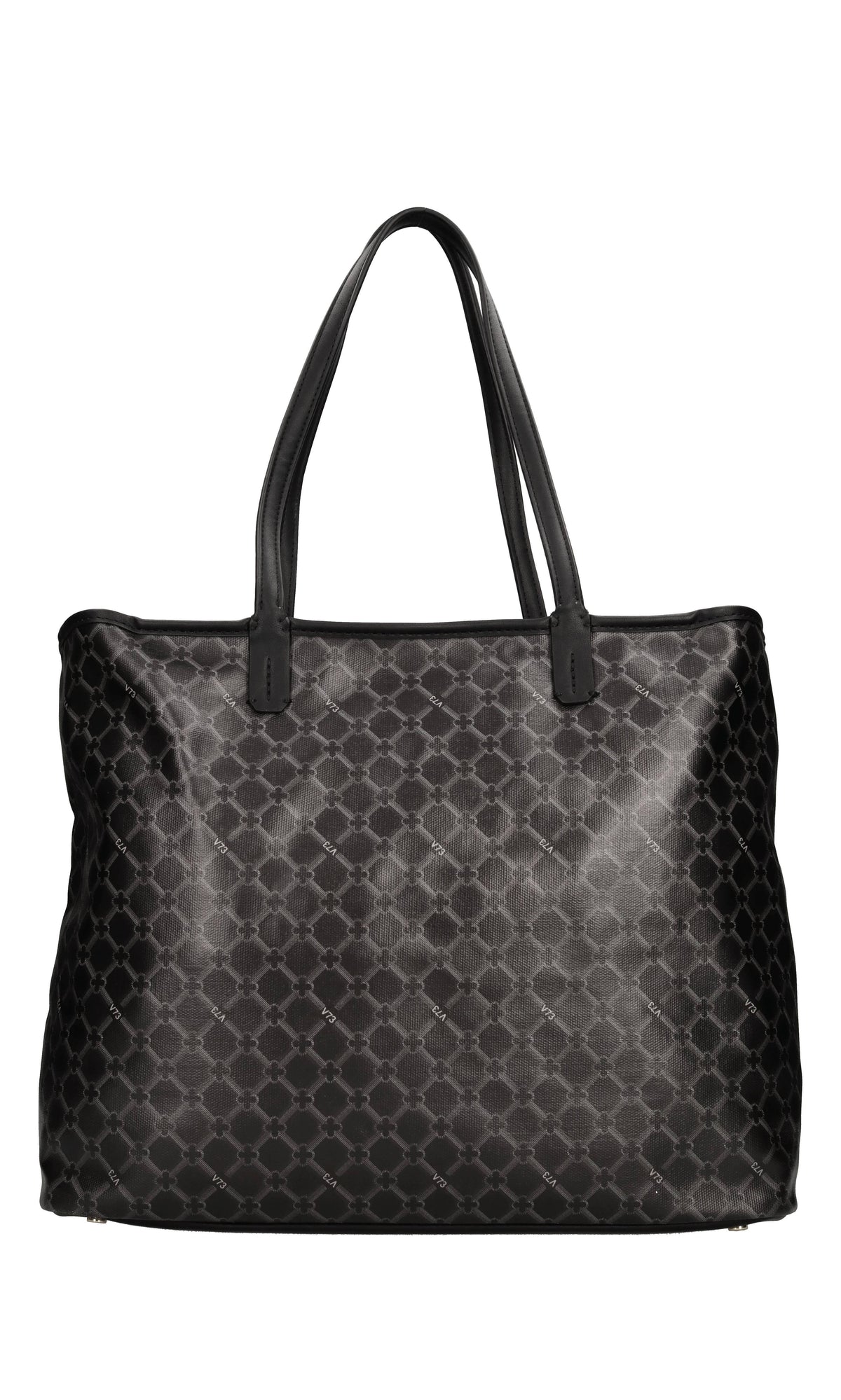Borsa  sfoderata in canvas spalmato e stampato con allover logato V73 