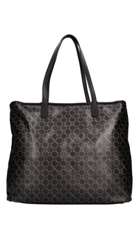 Borsa  sfoderata in canvas spalmato e stampato con allover logato V73 