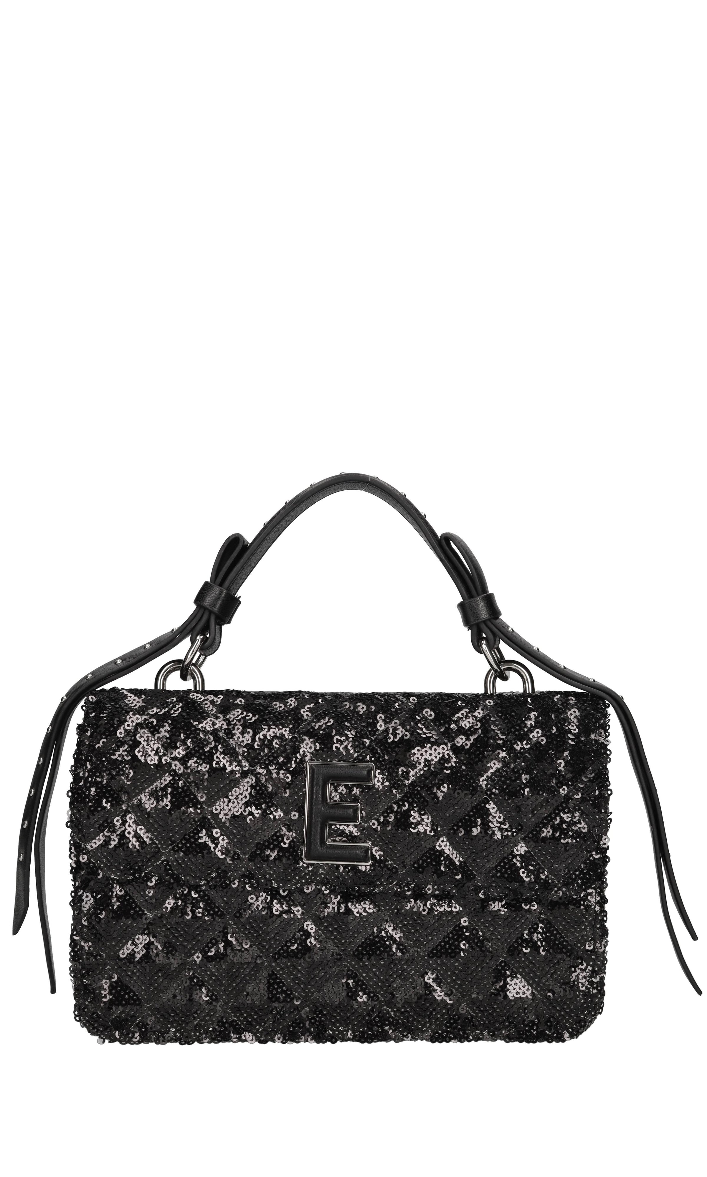 Borsa in ecopelle e paillettes 