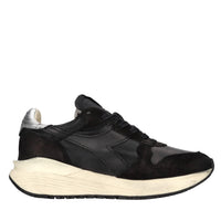 Sneakers in pelle e tessuto 