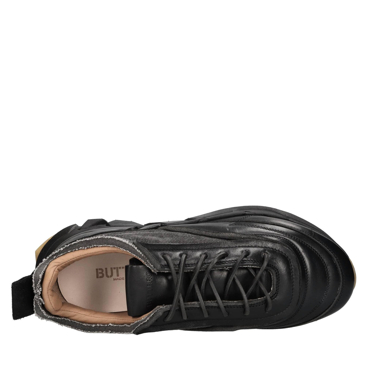 Sneakers in pelle e tessuto 