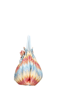 Borsa in tessuto zig zag e pelle 