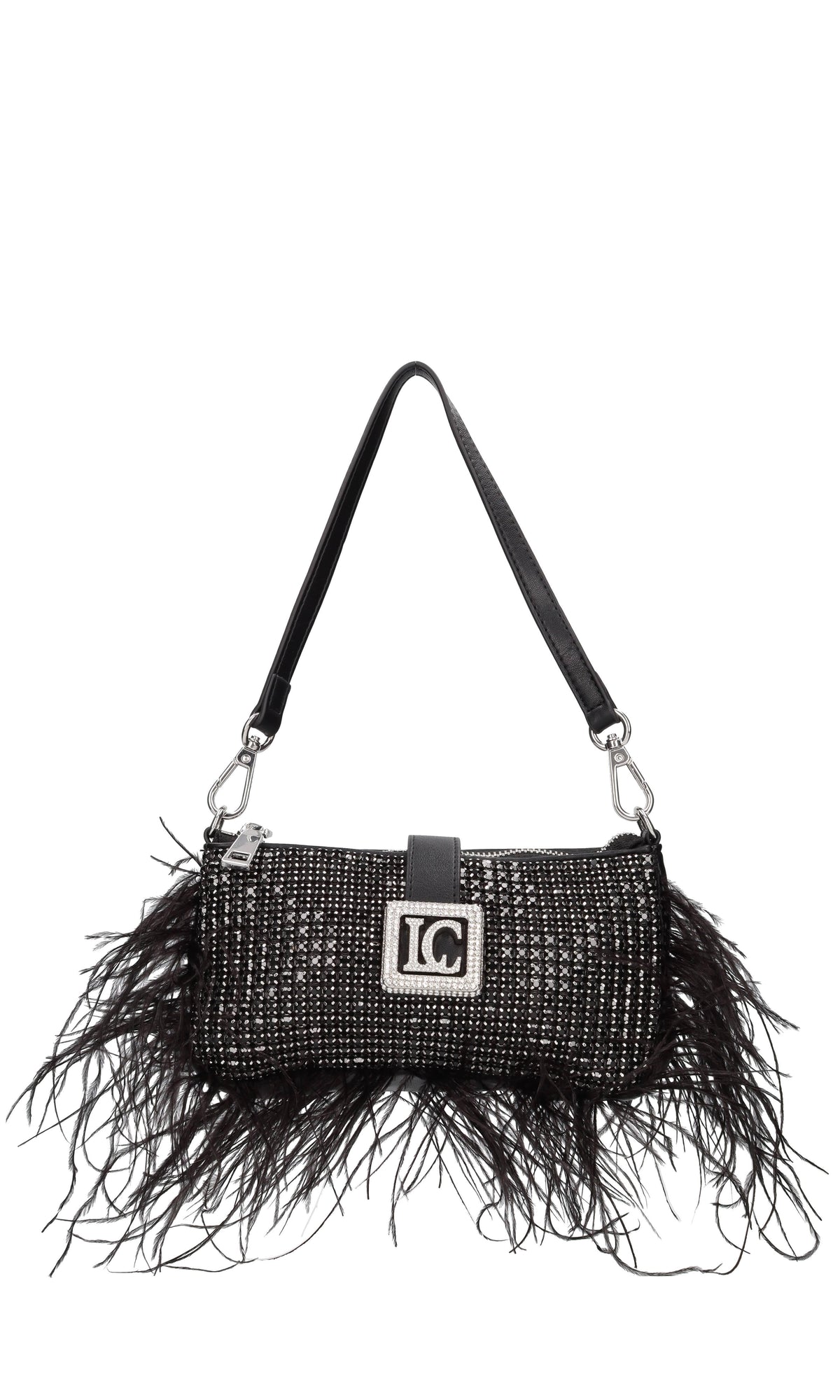 Borsa mini in ecopelle e strass 