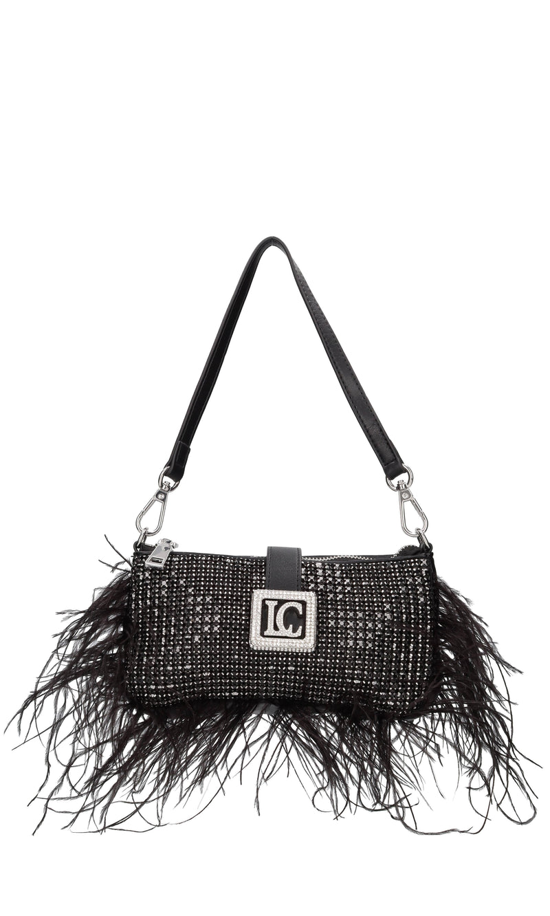 Borsa mini in ecopelle e strass 