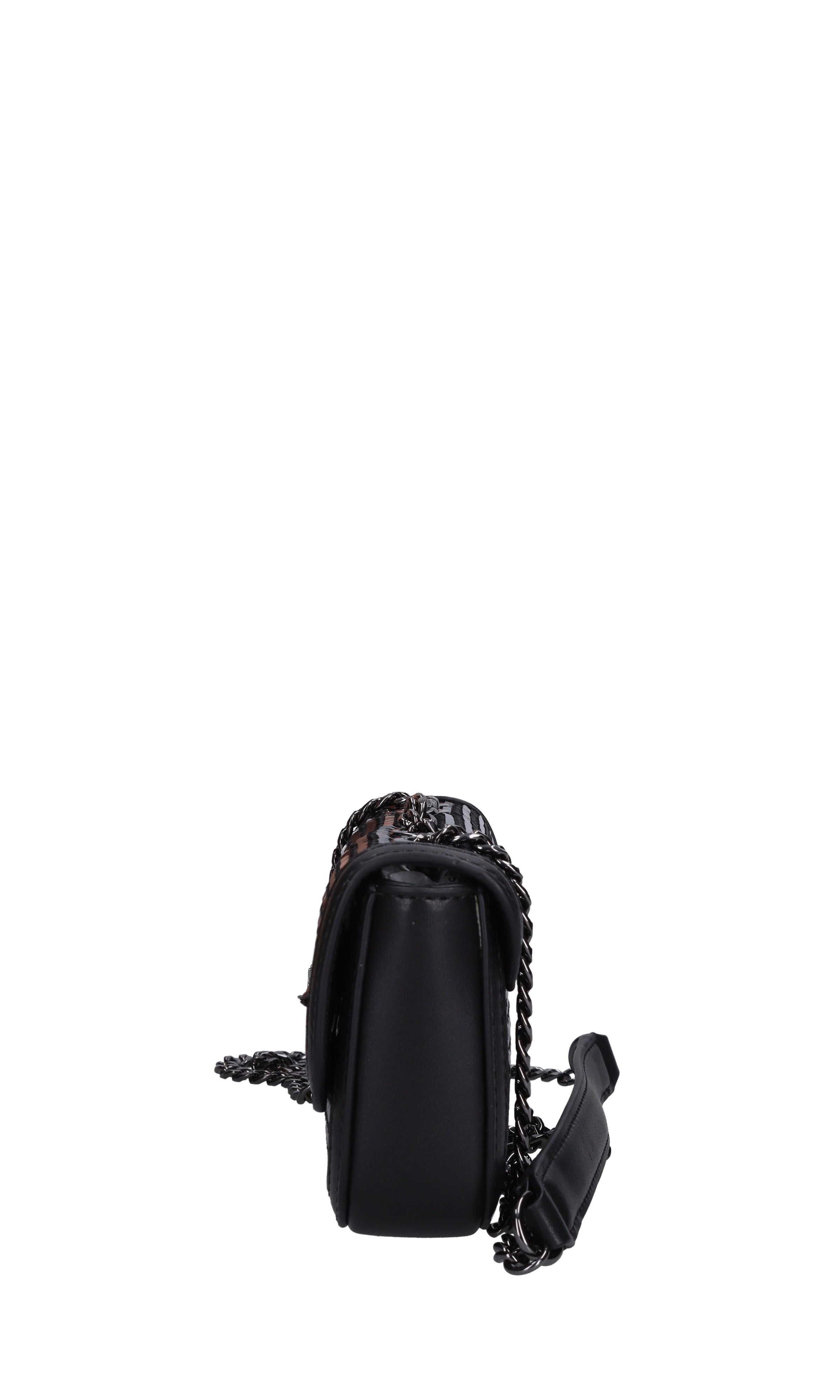 Borsa mini in ecopelle e paillettes 