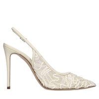 Décolleté slingback Chantilly in pelle e pizzo 