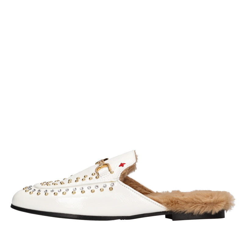 Sabot in pelle strass e borchie 
