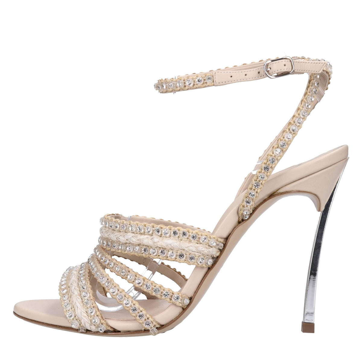 Sandali Blade in pelle tessuto e strass 