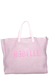 Borsa in rafia e pelle. 