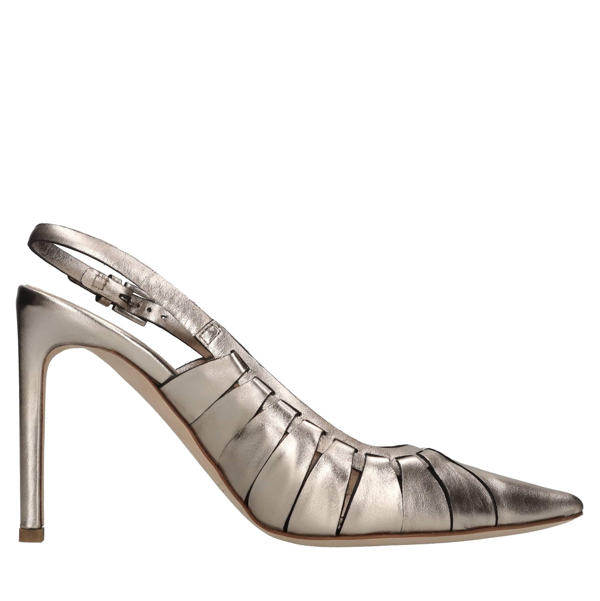 Décolleté slingback in pelle 