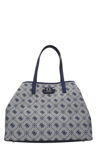 Borsa in ecopelle e tessuto 