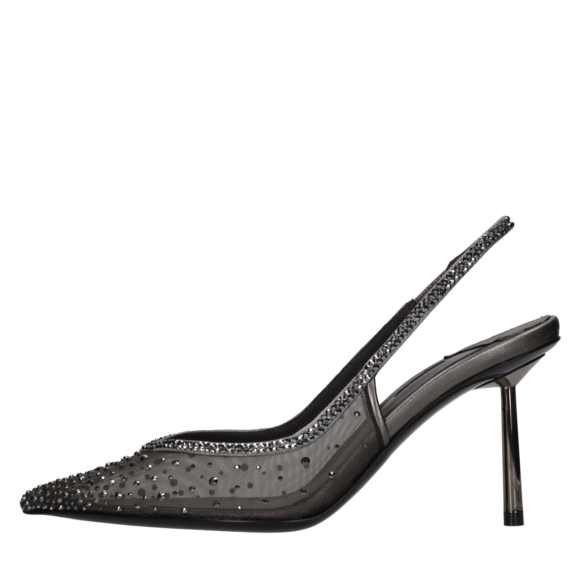 Décolleté Slingback Nicole in pelle rete e strass 
