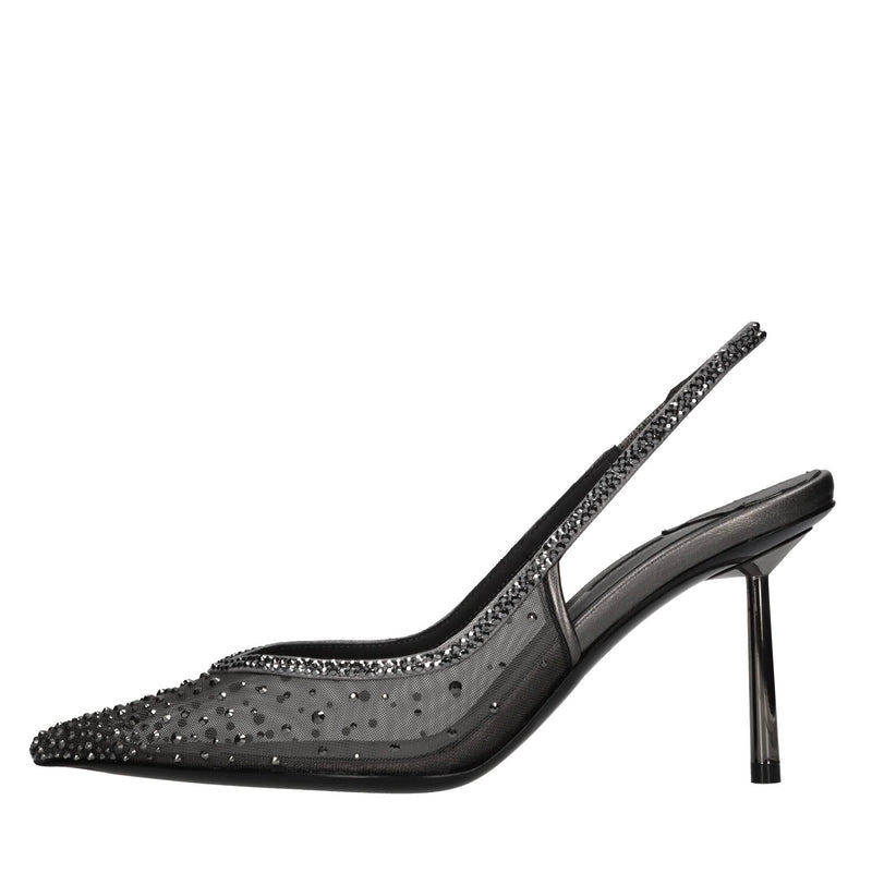 Décolleté Slingback Nicole in pelle rete e strass 