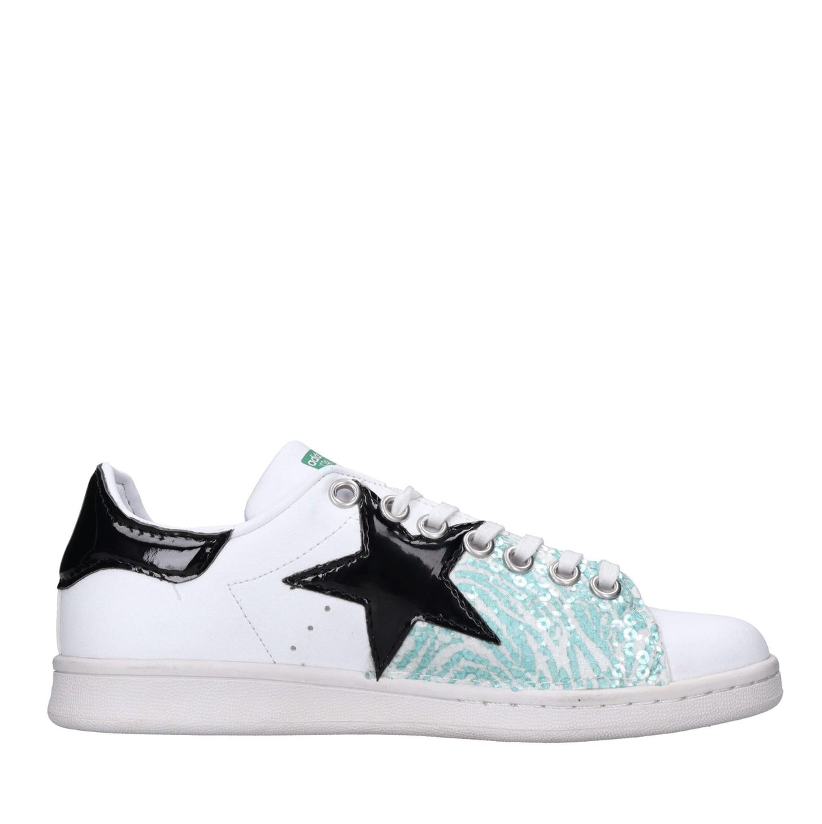 Sneakers in ecopelle, tessuto e paillettes 
