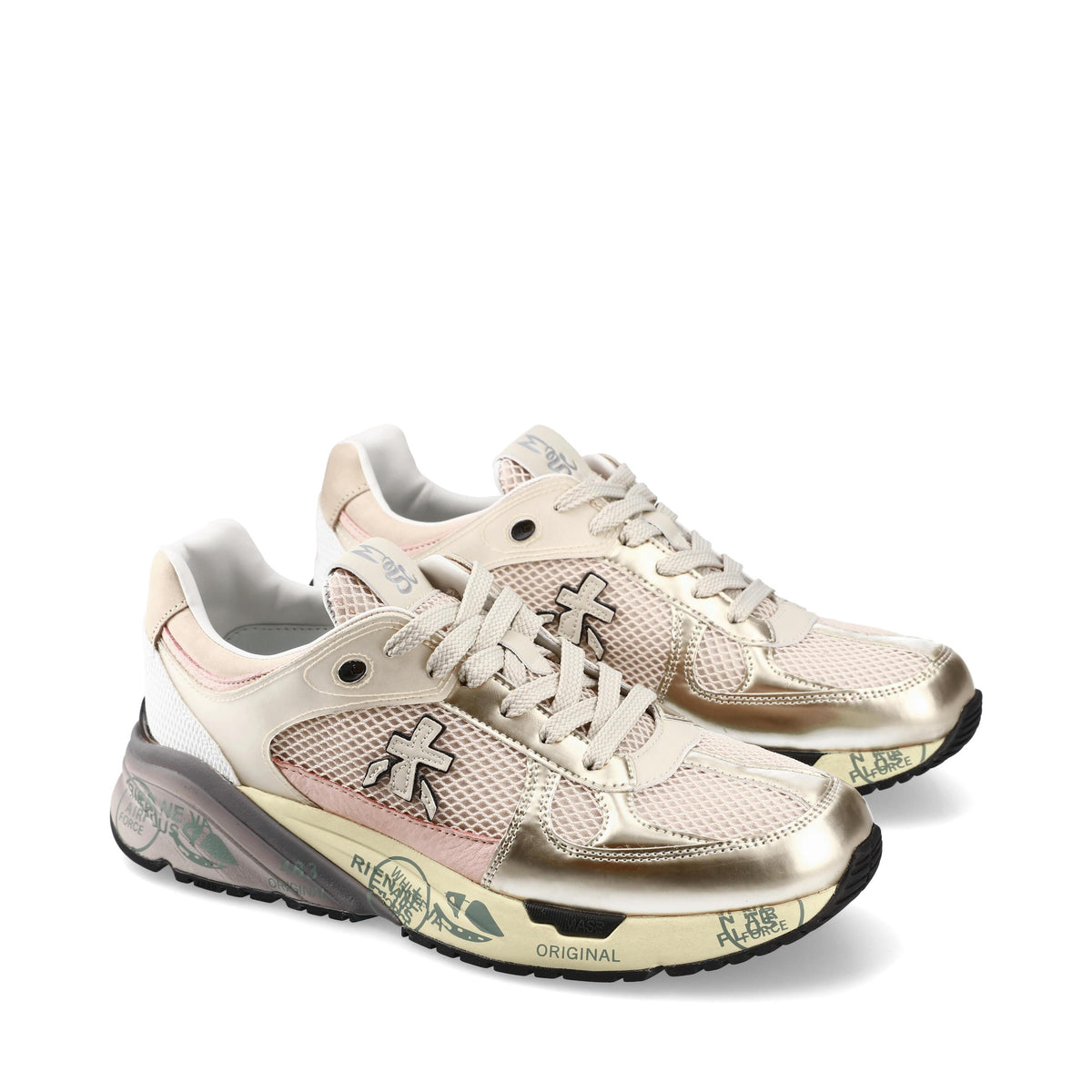 Sneakers in pelle e tessuto 