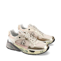 Sneakers in pelle e tessuto 