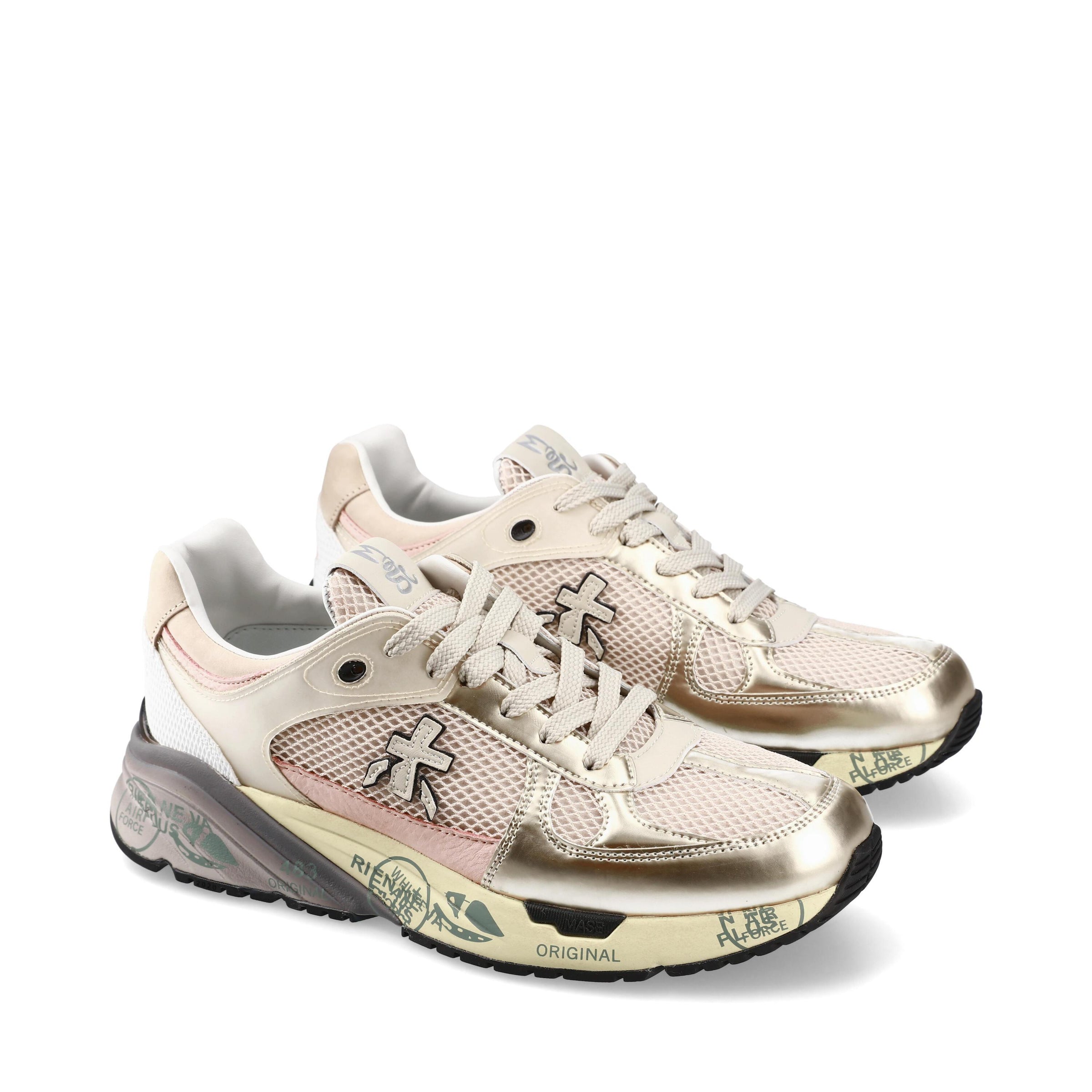 Sneakers in pelle e tessuto 