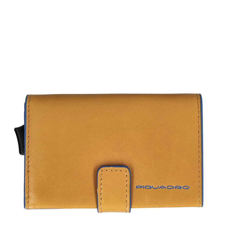 Portacarte di credito in pelle e metallo 