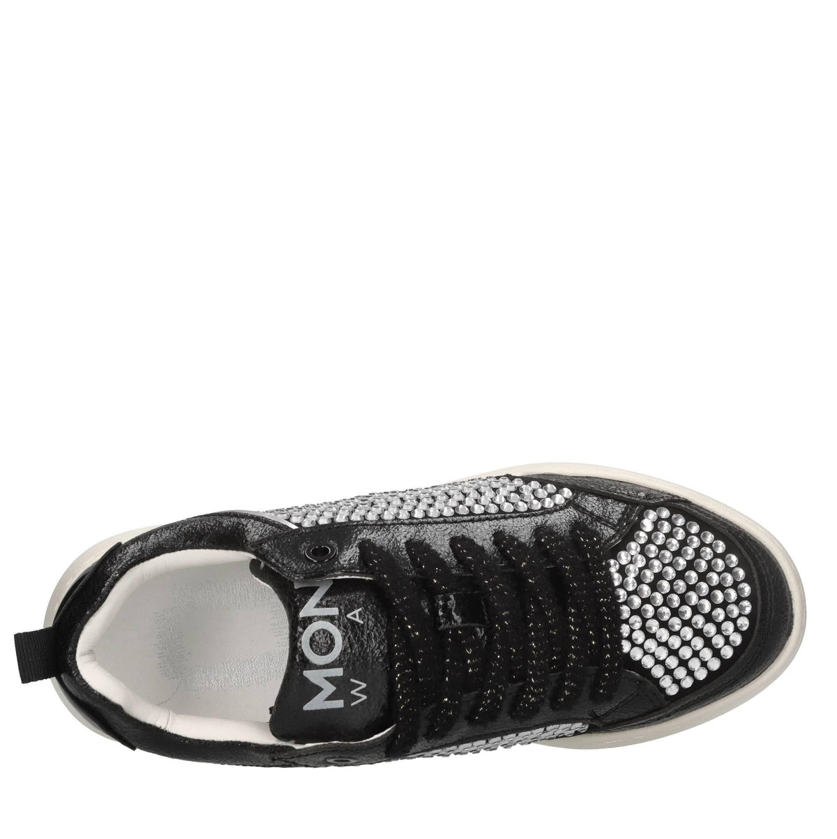 Sneakers in pelle e strass 