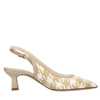 Décolleté slingback in pelle e rafia 