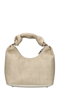 Borsa in rafia con applicazioni gioiello 