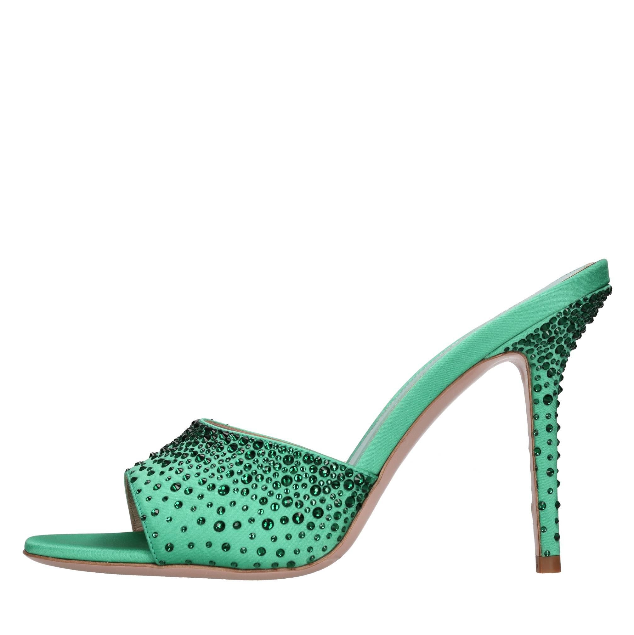 Mules Gigi 100 in raso e strass 