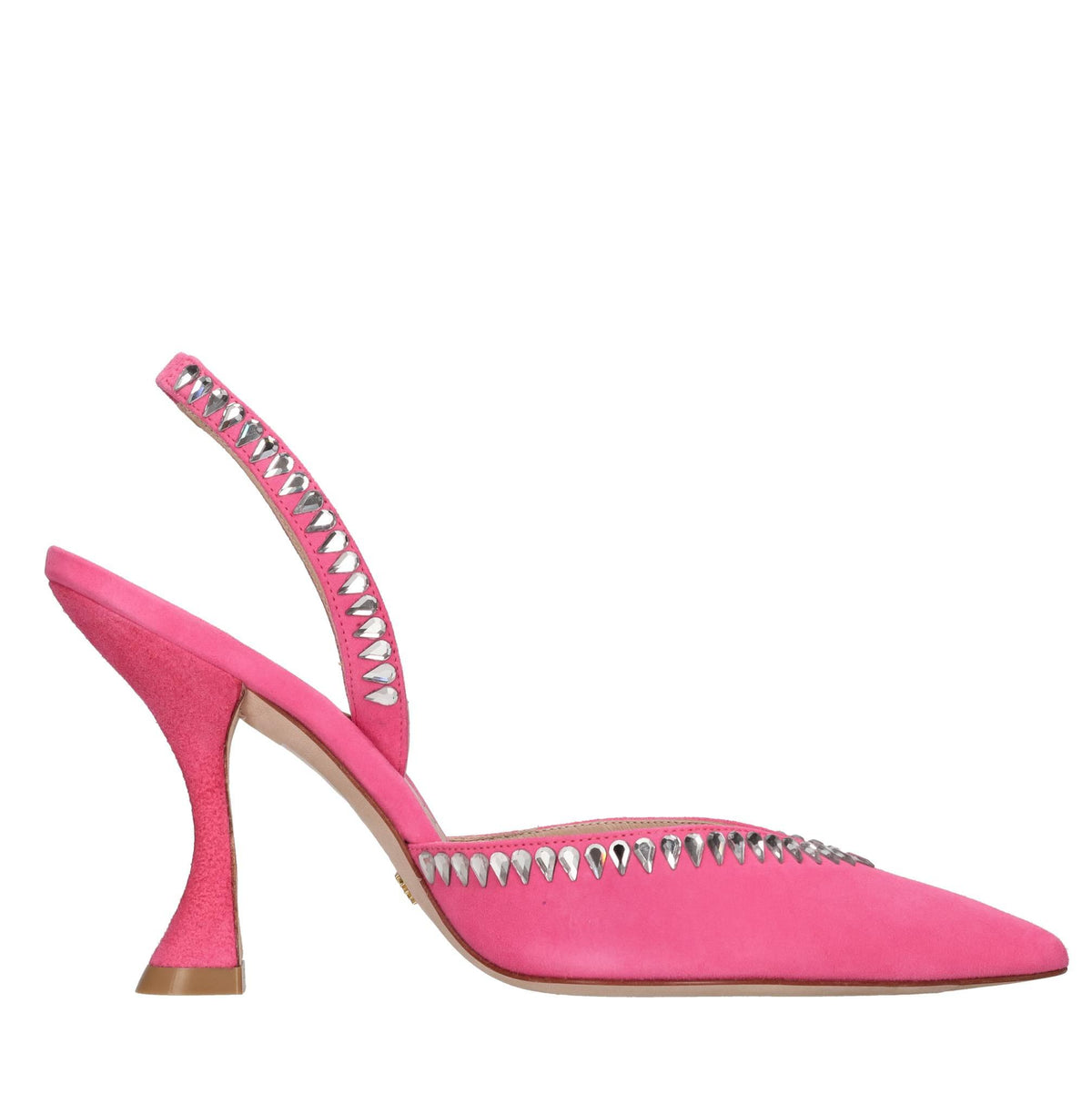 Décolleté slingback in camoscio e pelle 