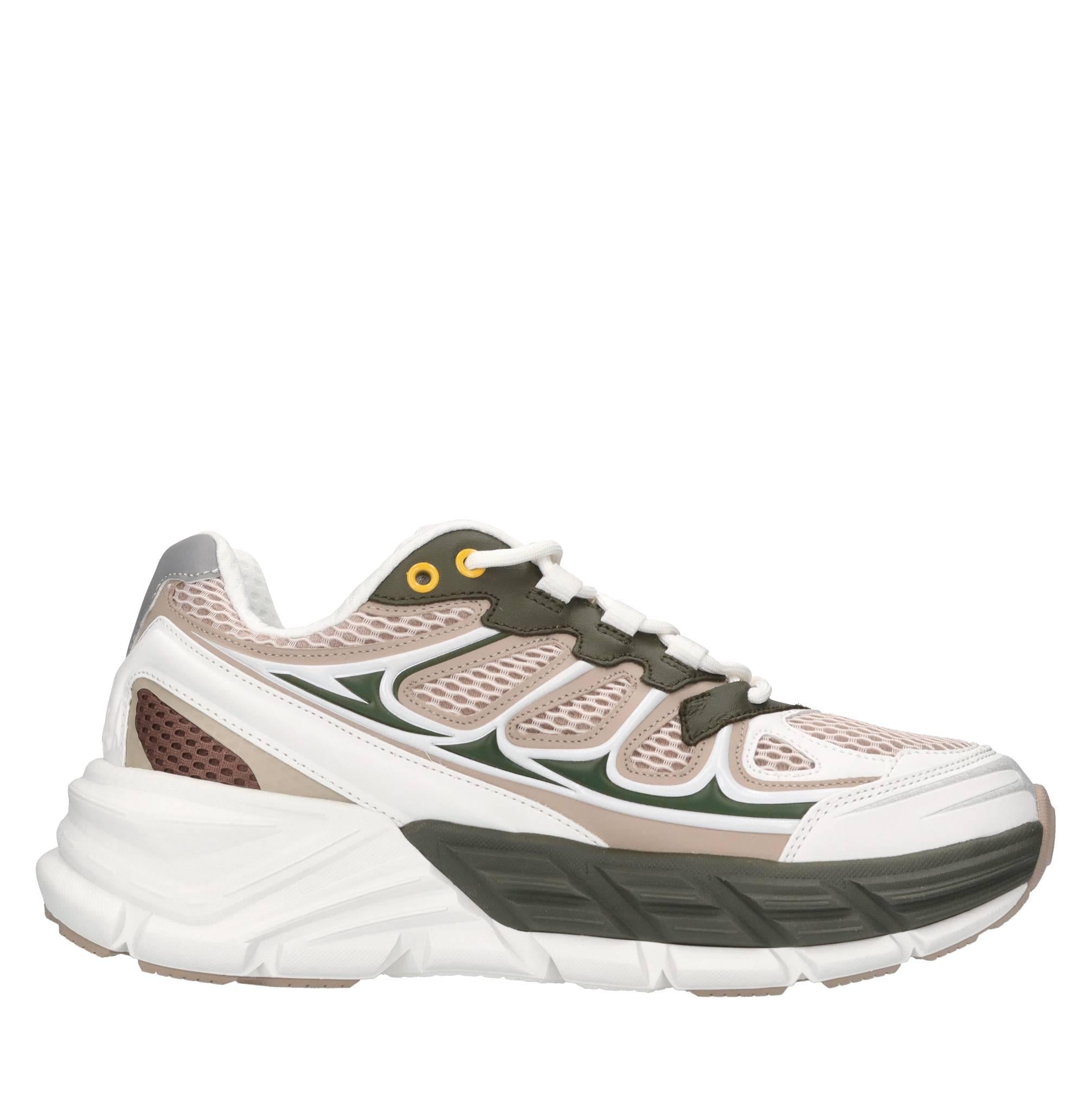 Sneakers in pelle,tessuto e gomma 