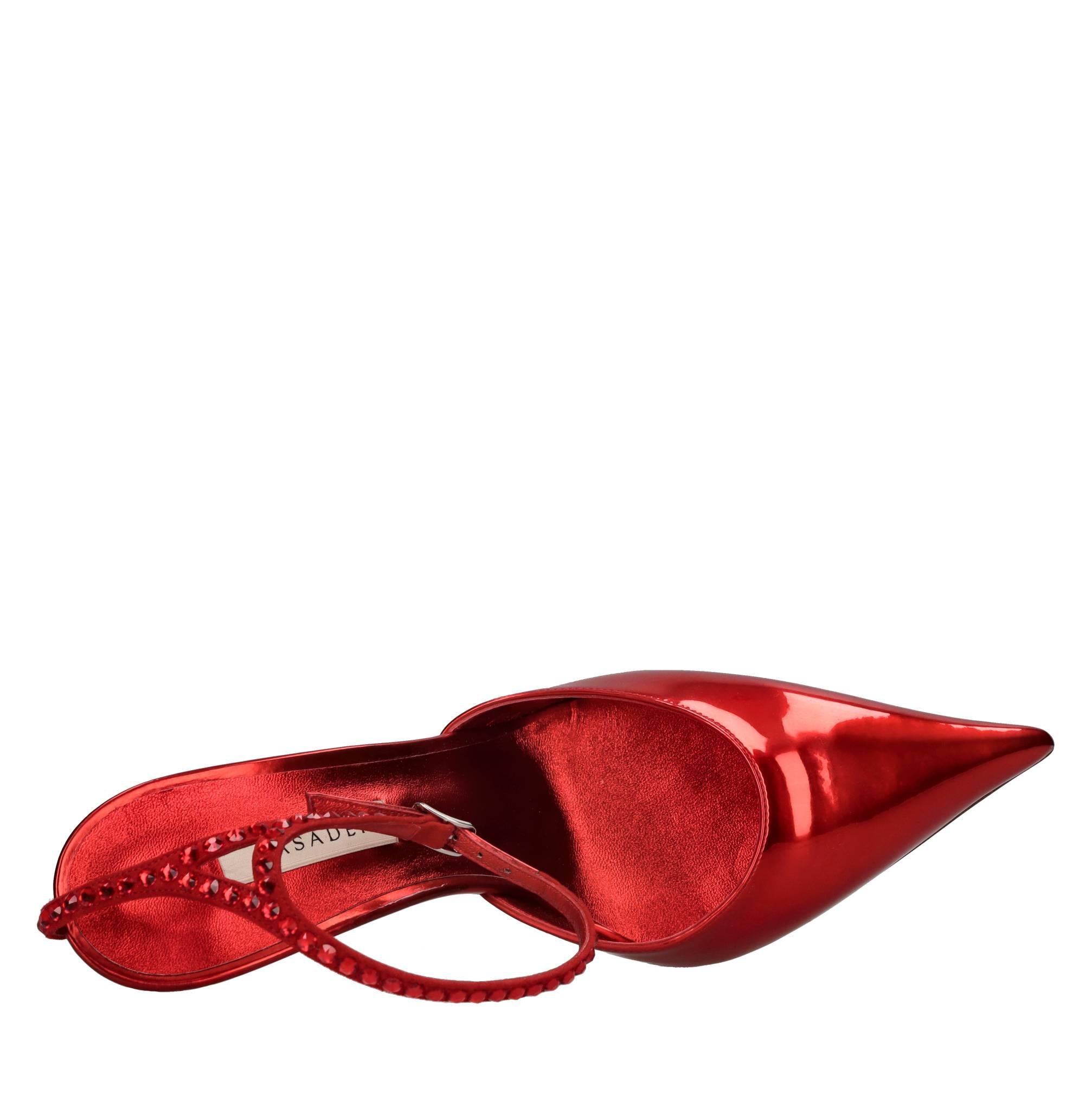 Décolleté slingback blade in pelle e strass 