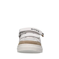 Sneakers in pelle e tessuto 