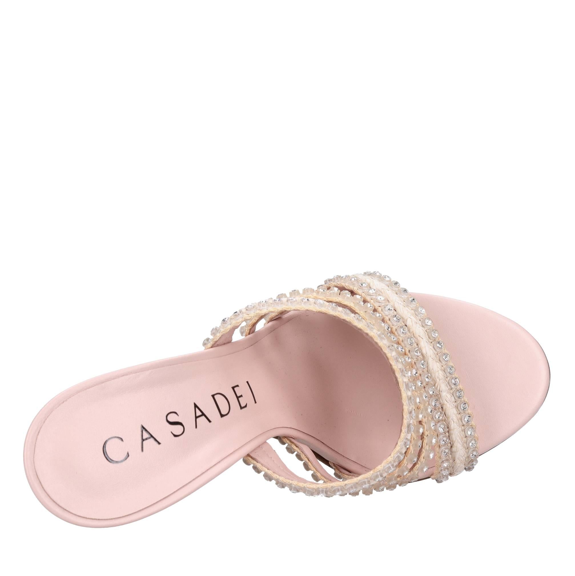 Mules Blade in pelle tessuto e strass 